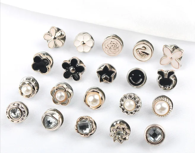 Fashion Anti-naked Brooch Button Custom No Sewing Shirt Collar Pin Button Popular Pearl Button