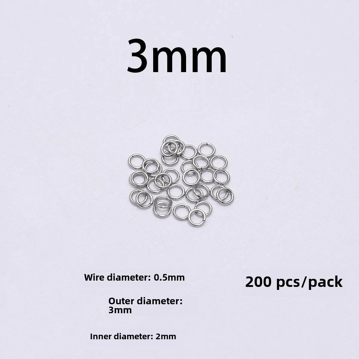 Wholesale of various sizes of stainless steel open loops at actual prices, used for DIY jewelry and jewelry making materials