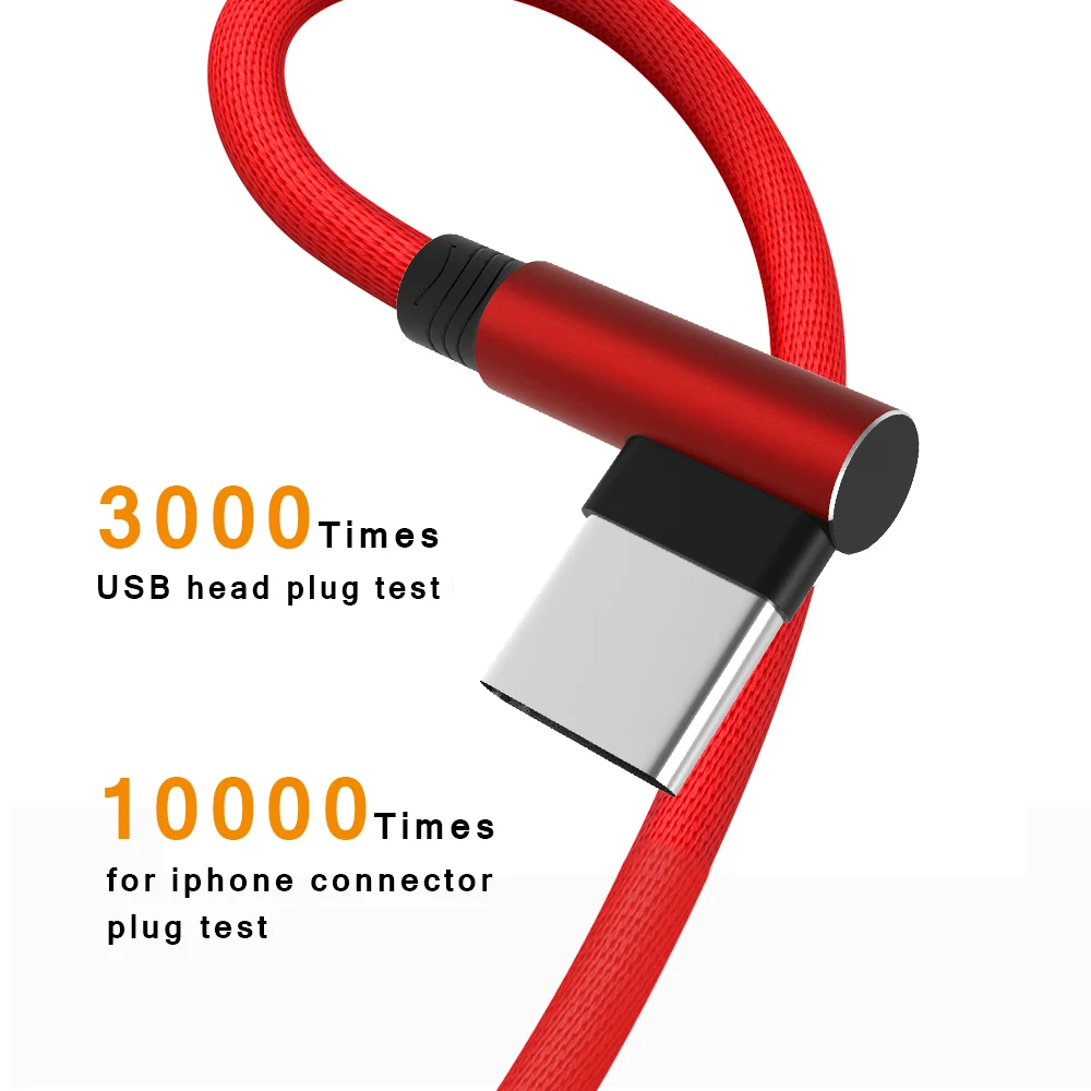 Fast Charge Data Cable  1m  Cotton 90 degree USB Cable usb charging