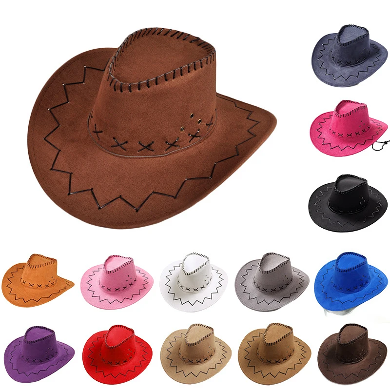 Deluxe Wide Brim Cowboy Hat Unisex Classic Western Style Hats