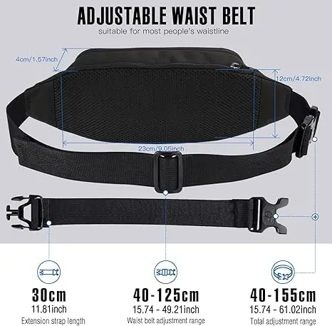 Anti-theft large size running waist belt bumbags for men women travel or running walking