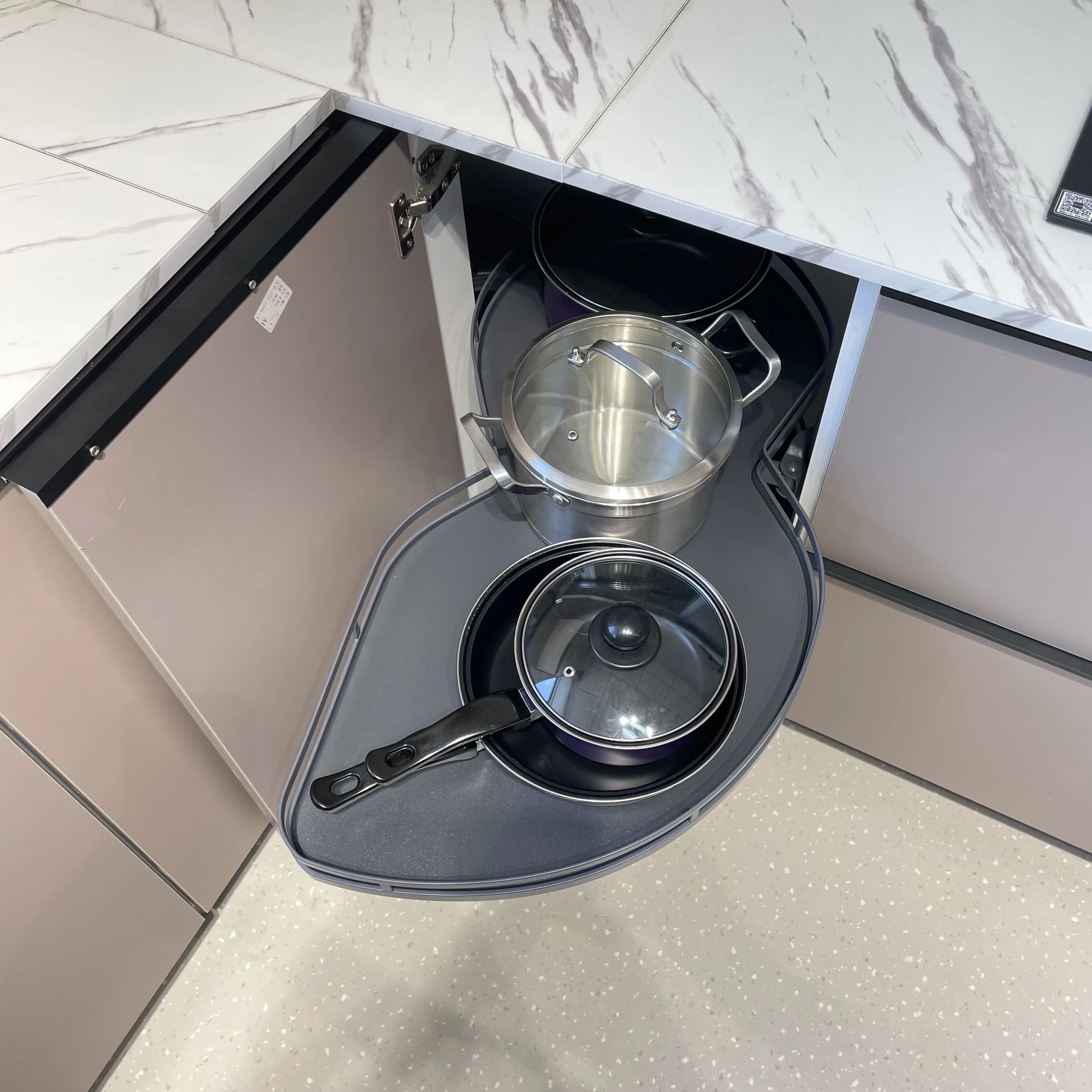 Золотая жила Двухуровневая угловая полка для шкафа Поворотная стойка левой кухни волшебные поворотные Угловые органайзеры