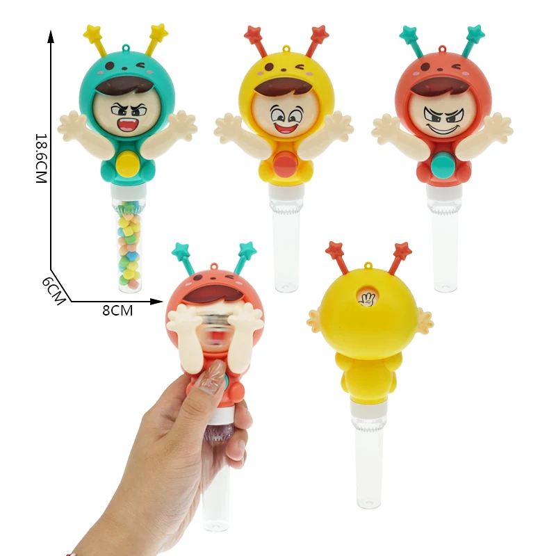 High Quality Face-changing Doll (can play rock-paper-scissors at back side) With Empty Candy Tube For Kids Candy Toys