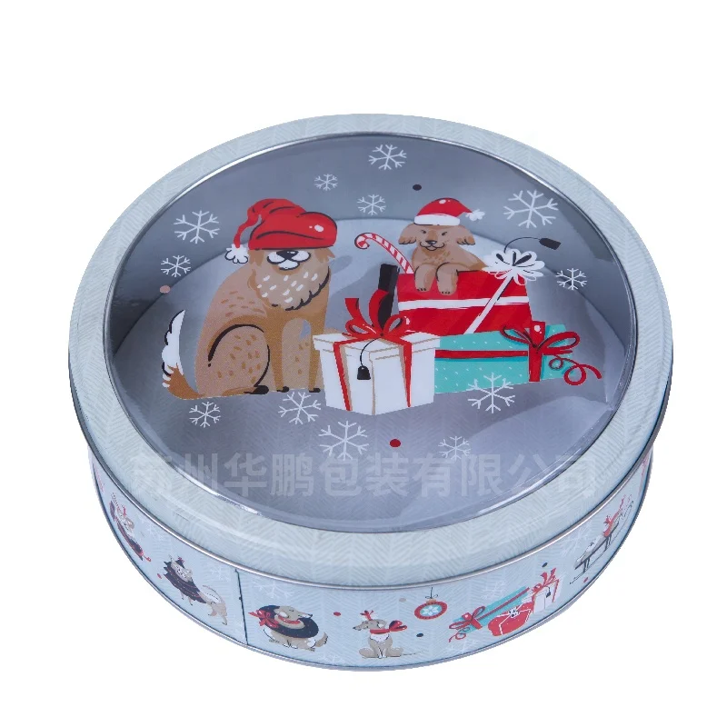 Empty Round Cookie Biscuit Cake Packaging Metal Tin Box with Custom Printing