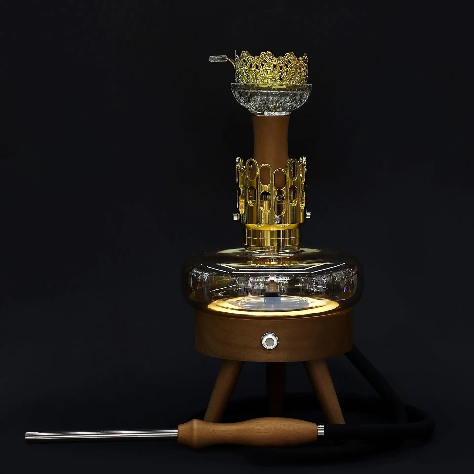 Factory-Sourced Solid Wood Flying Saucer Shisha Arabic Hookah Touch Switch Lacquer Technique Light Atmosphere Metal Chicha Use