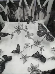 Black Beautiful Jacquard 3D Butterfly Hollow Garment Accessories Halter Dress Fashion Wedding Soft Lace Fabric for Skirt