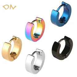Dina Hot Selling Punk 18K Gold Stainless Steel Hoops Stud Earrings Clip Jewelry For Men