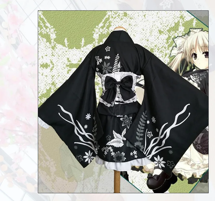 Yosuga no Sora Kasugano Sora Summer Festival Lolita Kimono Yukata Maid Dress Meidofuku Uniform Outfit Anime Cosplay Costumes