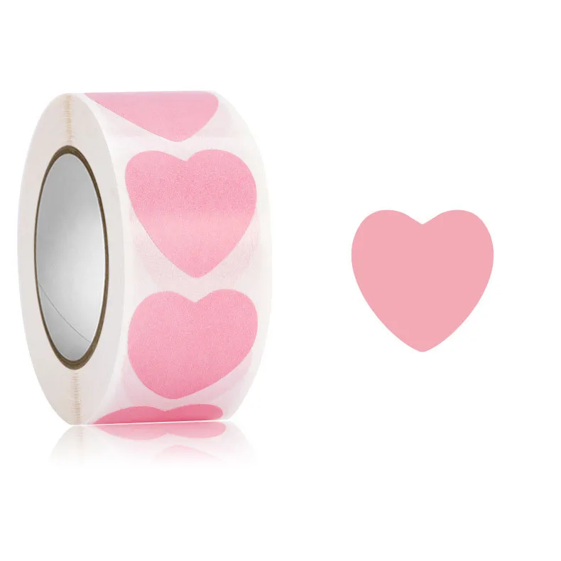 High Quality Label Self Adhesive 1 inch Colorful Smile Heart Thank you Stickers 500 Roll For Seal
