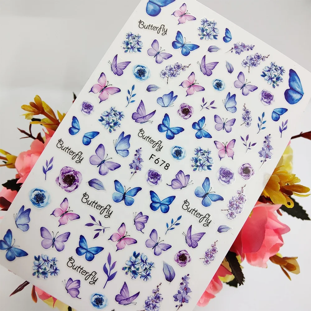 Nail Stickers Butterfly Flower Stickers For Nail Design Accessories Fashion Manicure Stickers