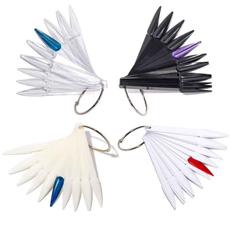 40 pce/set Nail Salon Ghost Sharp False Nails 4 Color Acrylic Long Detachable Artificial Nails Practice Display Card Board