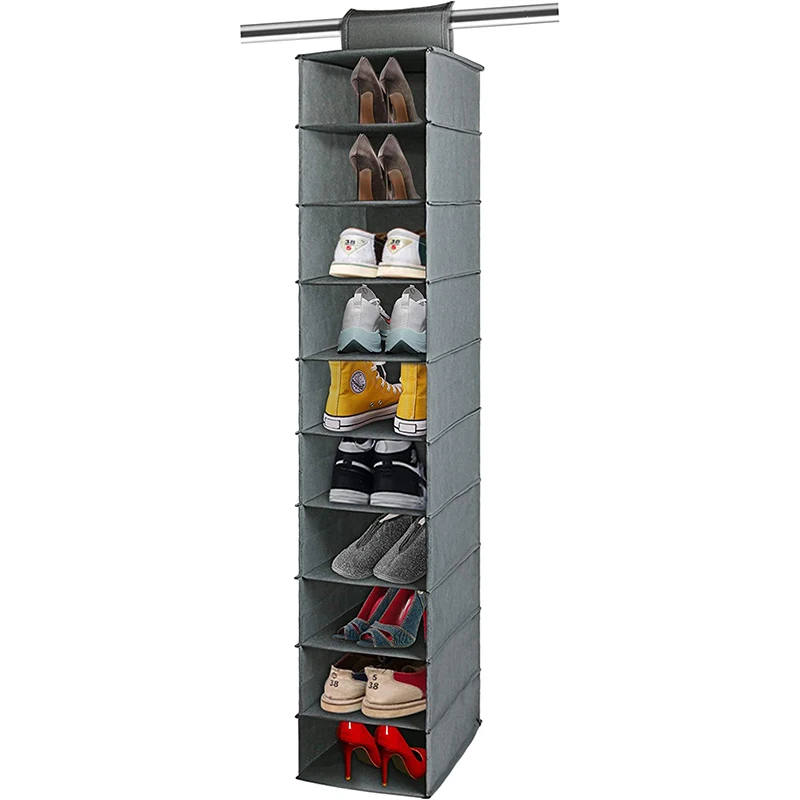 Custom 6-Shelf Hanging Closet Organizer Hanging Shelves for Closet Shoes Storage Box with Hook