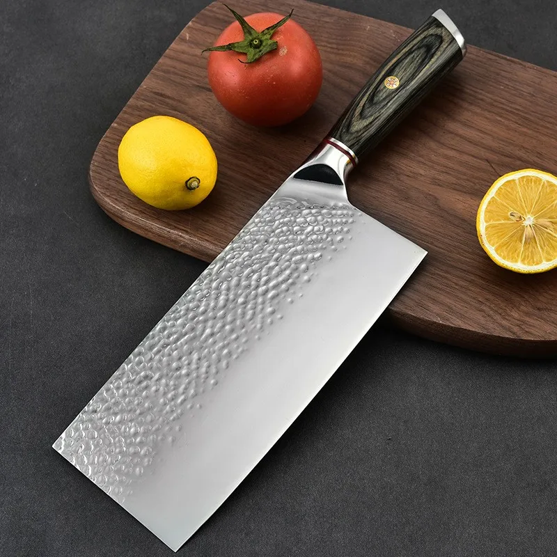 Stainless Steel Forged Hammer Pattern Chopping Knives Durable and Eco-Friendly Kitchen Household Knives for Kitchen Cutting