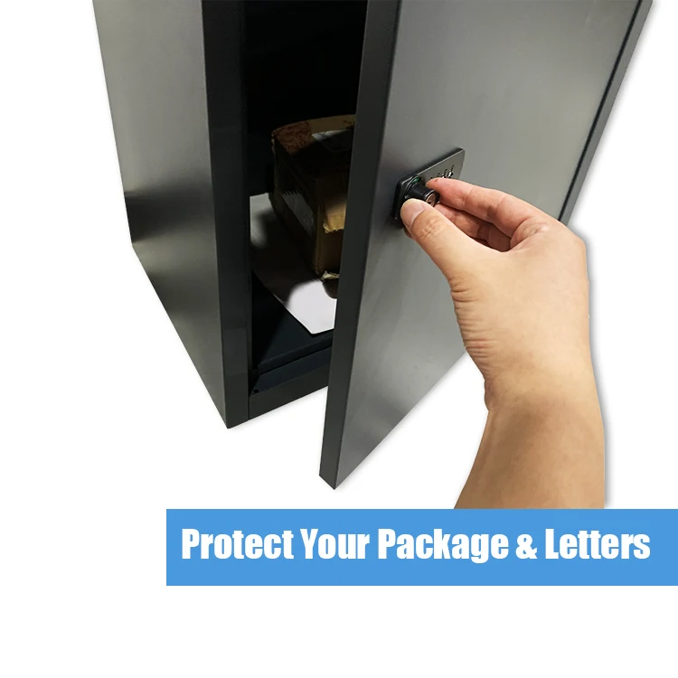 JH-Mech Box Black Parcel Mailbox Garden Highly Durable Strong Waterproof Outdoor Large Capacity Steel Storage Parcel Mailbox