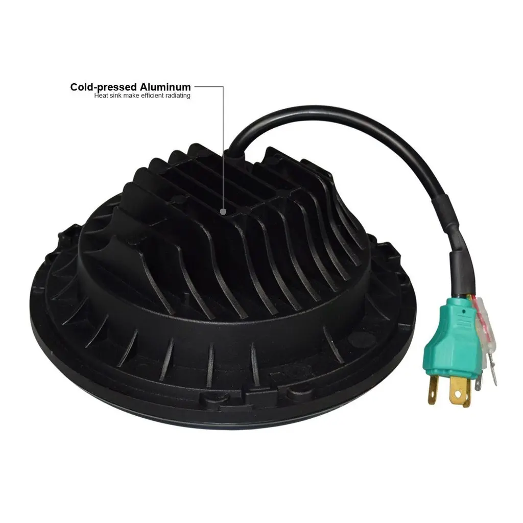 7 Inch Headlight Riund Halo DRL Hi/Lo Beam LED Lamp for Universal Harley and Jeep Wrangler JK