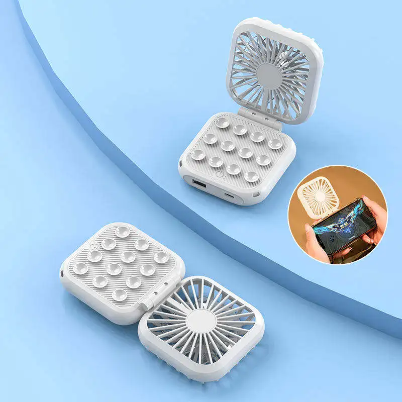 New Mobile Power Mini Fan with Suction Cup Mobile Phone Holder Convenient Power Bank Fan