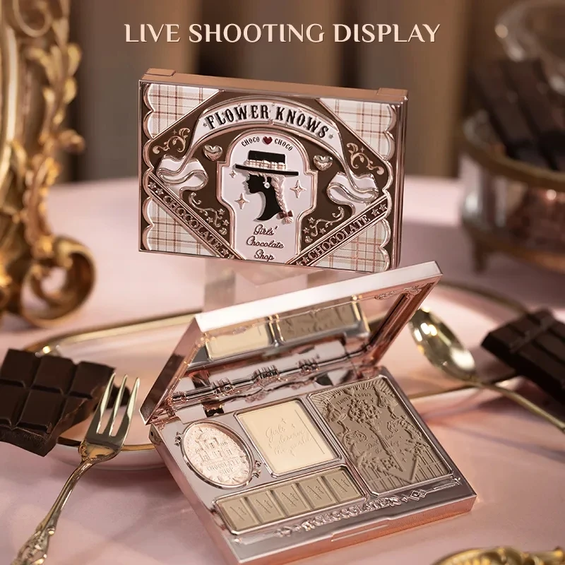 Хайлайтер и контур цветов шоколадный чудо-шоп 4 цвета макияж 3D бронзер матовая контурная пудра