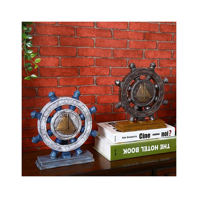 Mediterranean vintage Marine resin sailboat rudder compass display props home restaurant bar decoration pieces