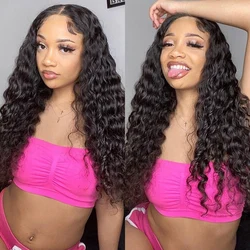 Addictive 28 30 Inch 13x4 Lace Front human hair Wig With Baby Hair Brazilian Curly Wigs For Black Women Deep Wave Frontal