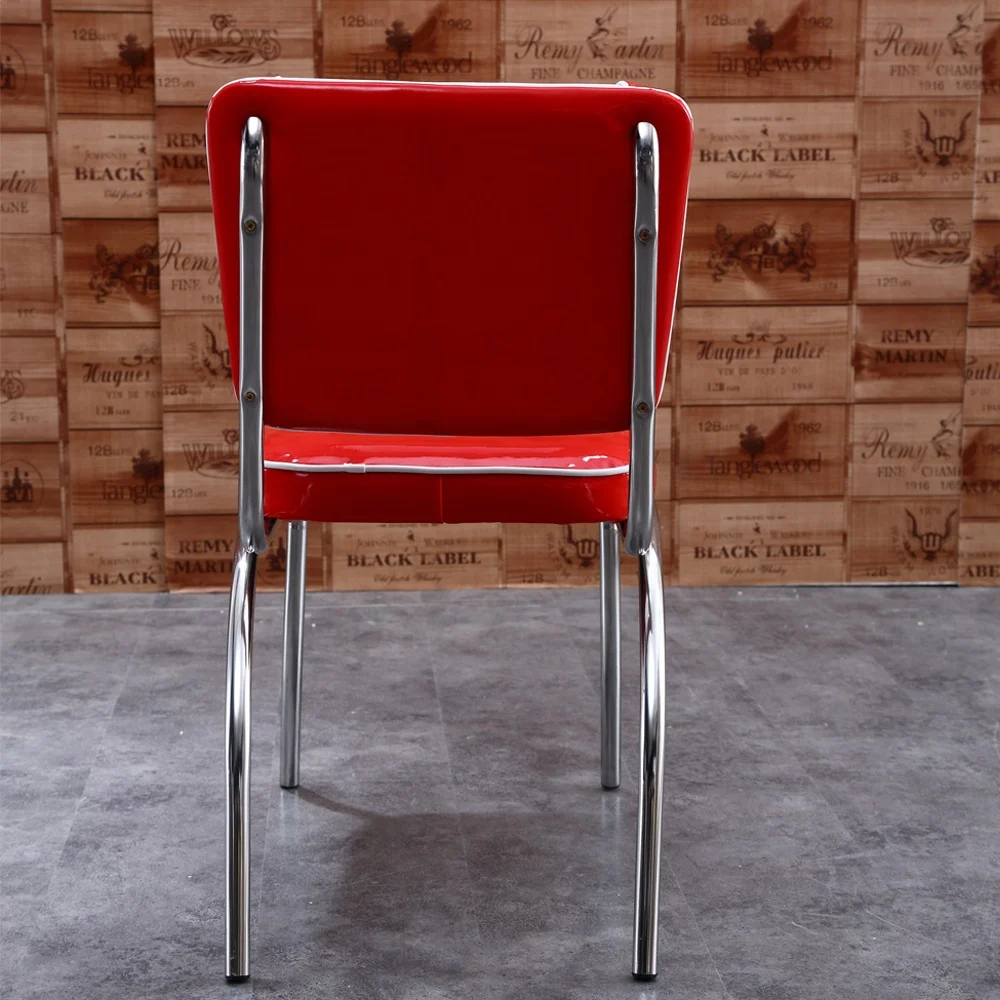 (SP-LC292) Popular American 50s Style Leather Dining Chair Stainless Steel Chair dining set