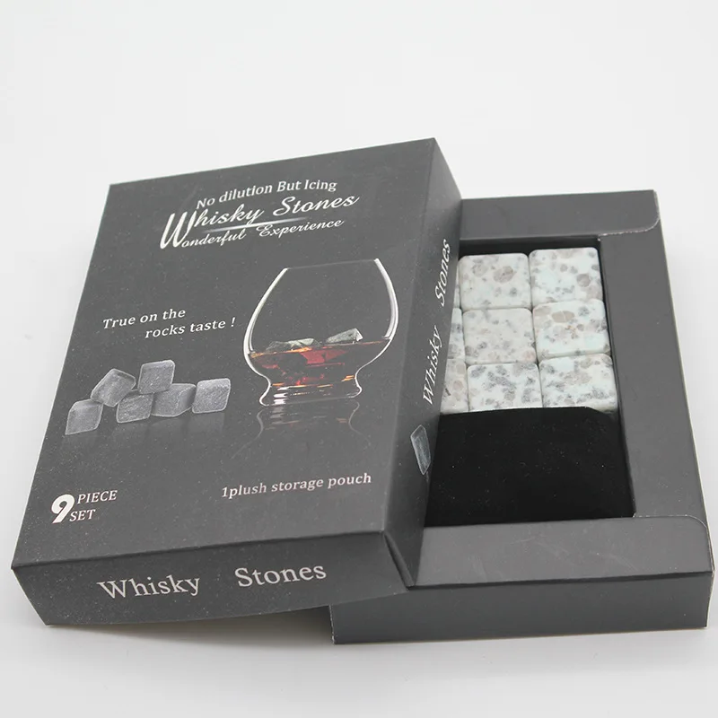 Whiskey Stones Manufacturer Combination Obsidian Gift Set BPA Free Chilling Whiskey Stone Stainless Steel Ice Cubes
