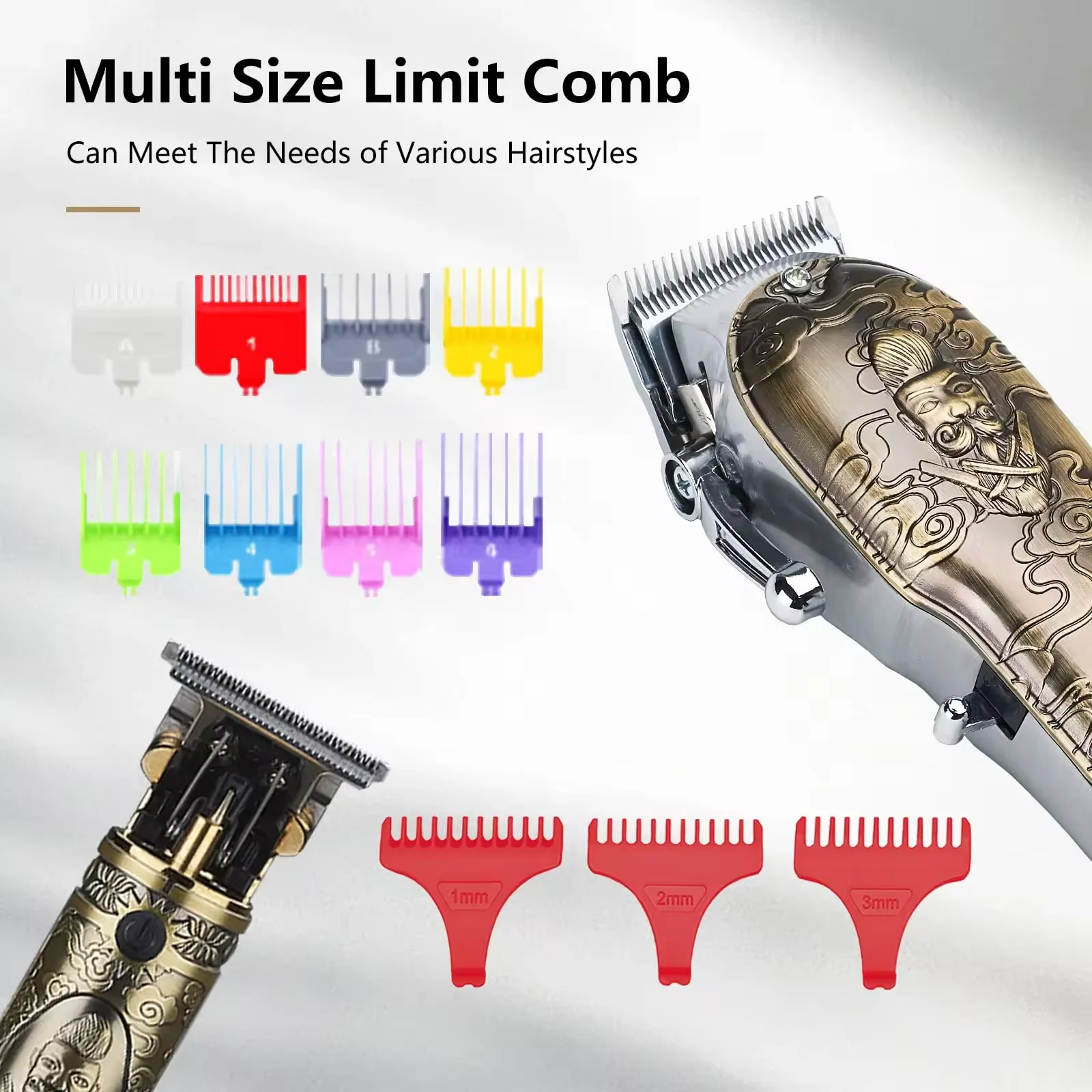 Professional Rechargeable Electric Replacement Blade Men Barber Machine Hair Trimmers Clippers Set Gold Stainless Steel 3 Hours