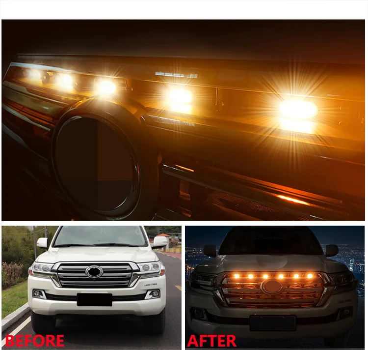 Illuminated Auto Yellow Blue LED Grill lihgt  Car Front Grill Yellow Led Light for Toyota Prado