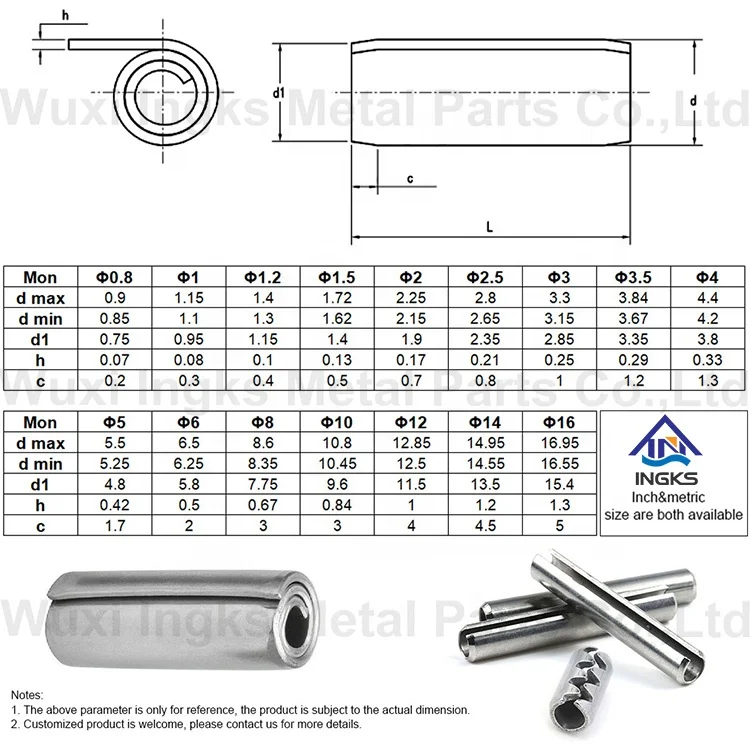 INGKS High Quality 18-8 Steel Dowel Coiled Roll Spring Cotter Pin
