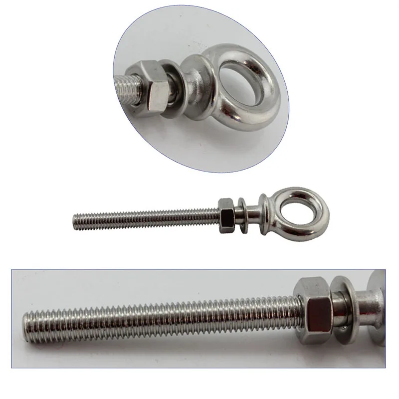 Customized Stainless Steel Rigging Hardware Long Lifting Eye Bolt With Washer And Nut