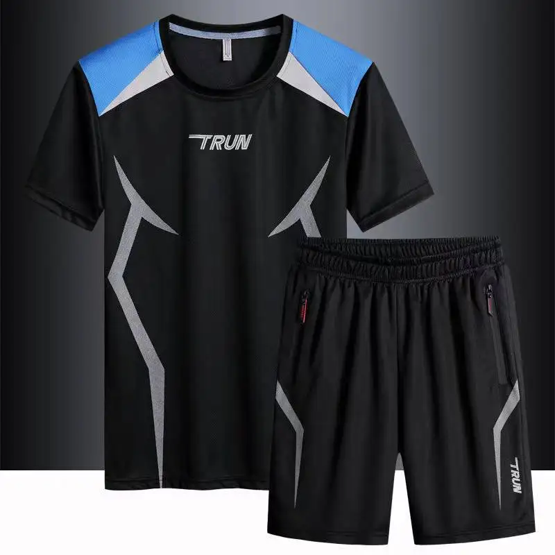 Спортивный костюм мужской для отдыха, свободная одежда для спортзала, круглый вырез, индивидуальная скоростная сухая одежда, футболка