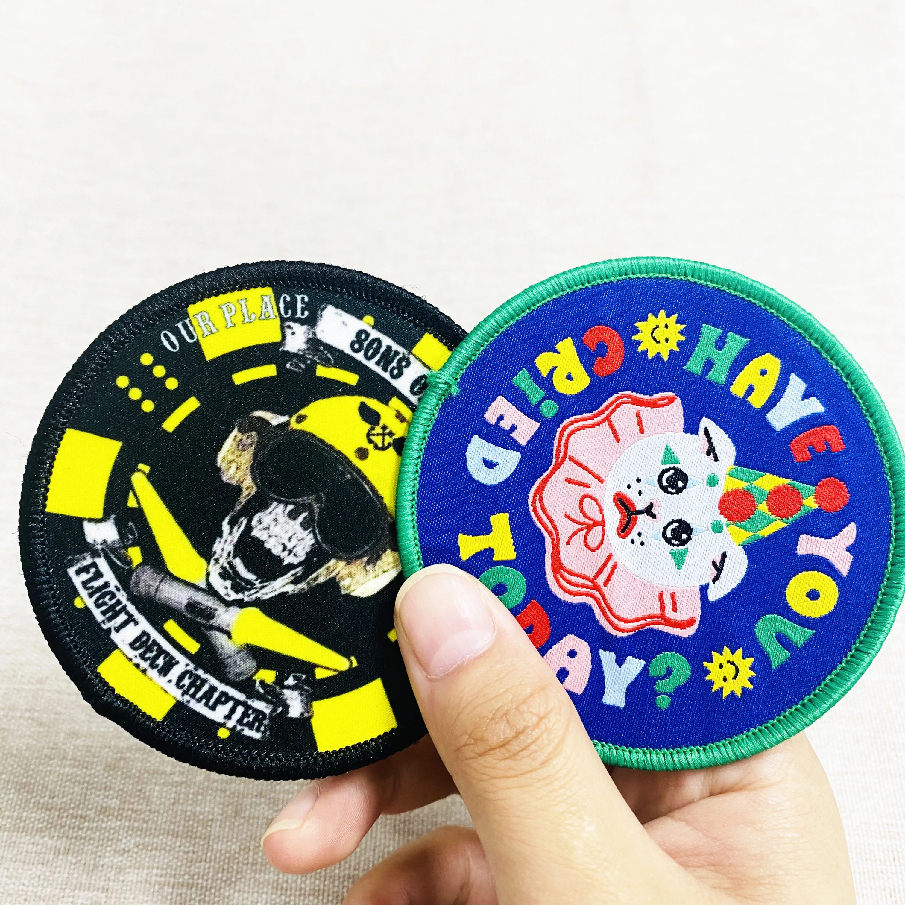 Creativity Custom  On Machine ClothingWoven Logo Square Iron On Hat Badges Coat and  Fabric Woven Patches