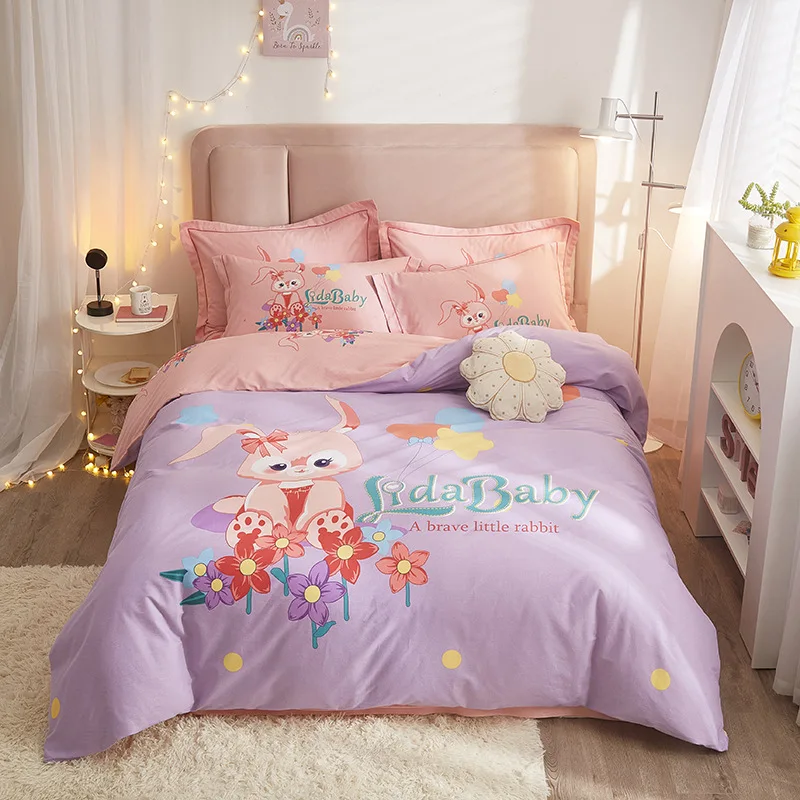 Custom Nordic Printed Four-Piece Bed Sheet Set Winter Warm Thicken King Size Duvet Cover With Pillowcases