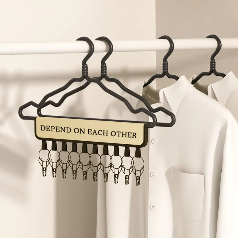 Multifunctional Foldable Hat Hanger with Fabric Cap & Towel Holders Stainless Steel Clips Clothes Storage Wardrobe Organization