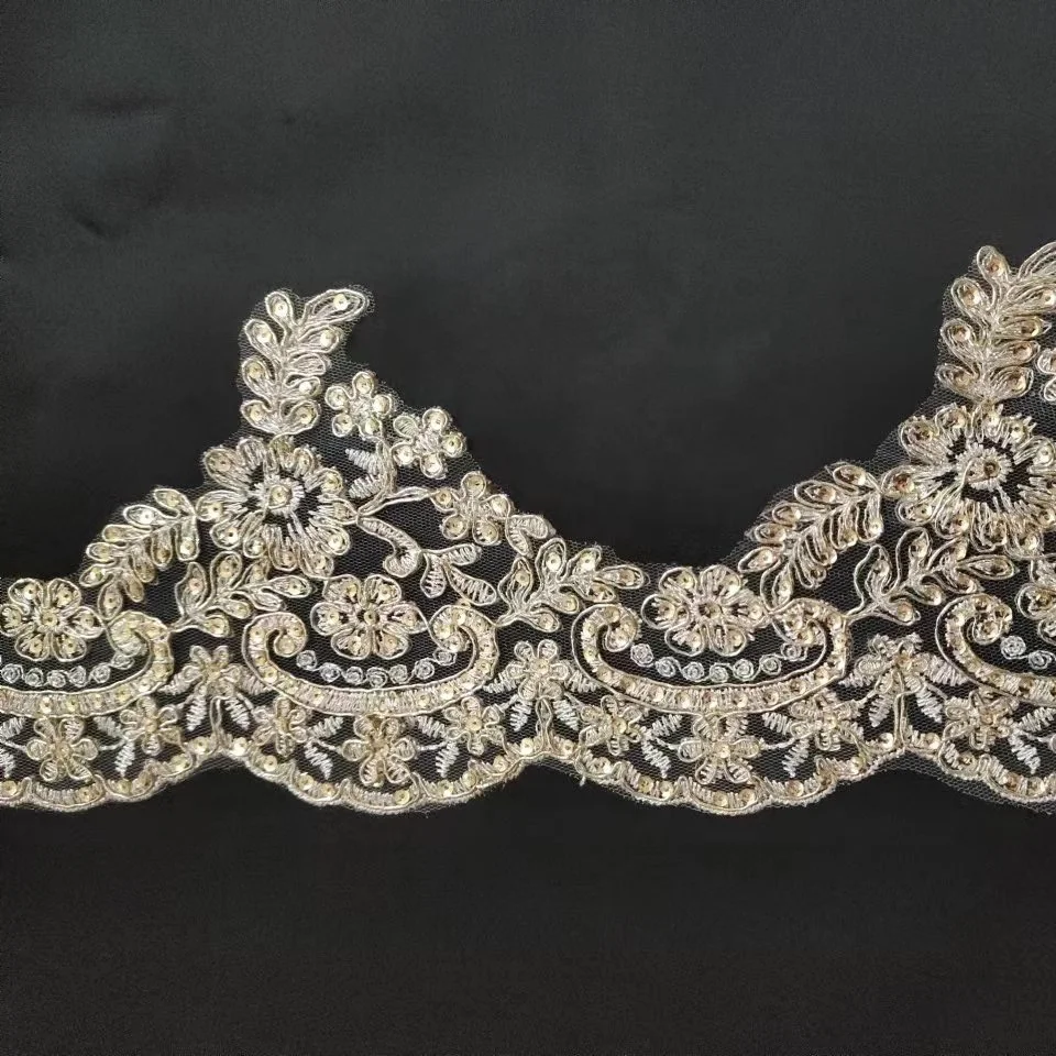 wholesale embroidery lace, swiss lace trim for dress,gold embroidery lace trim