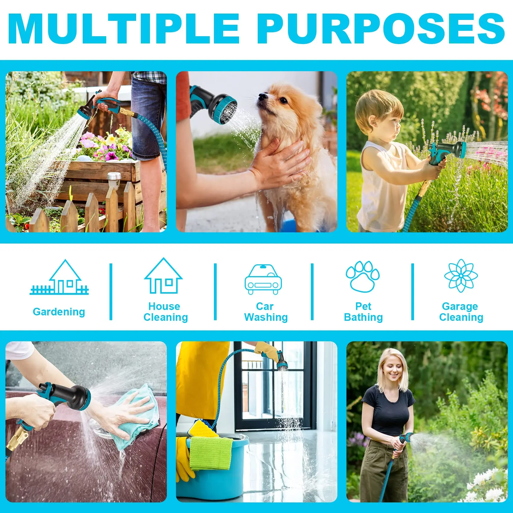 Expandable Garden Hose with 10 Function Nozzle water pump hose Brass Fittings