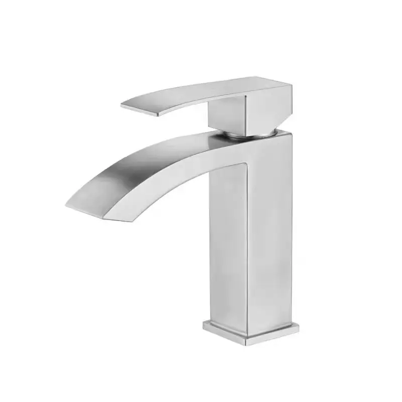High Quality Single Handle Brushed Bathroom Sink Tap 304 Stainless Steel Basin Faucet