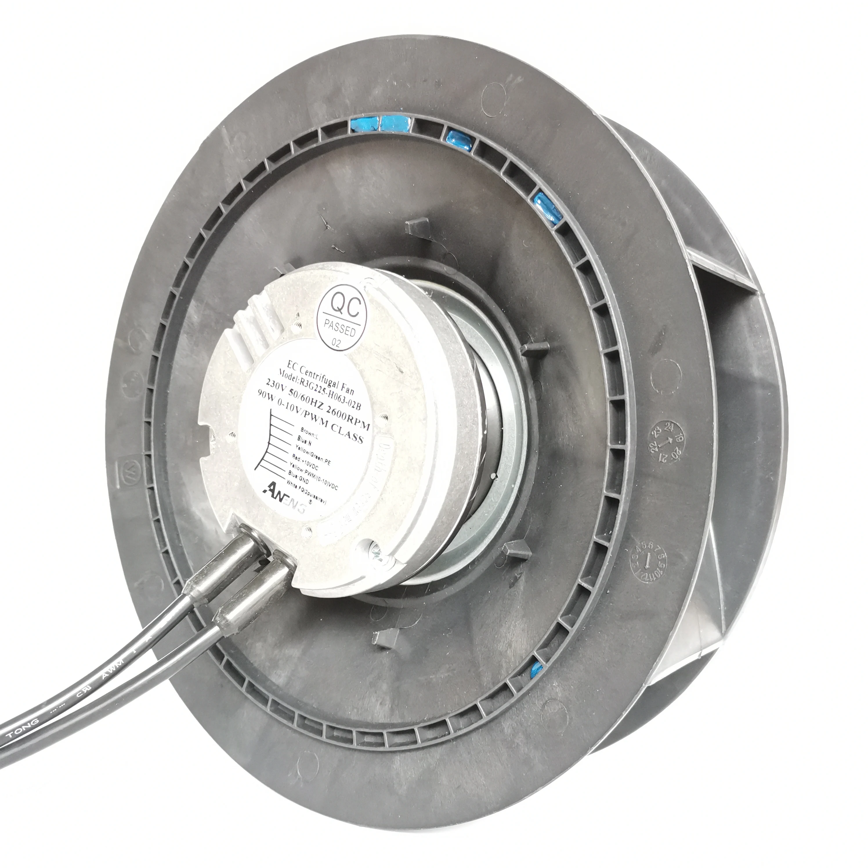 110v 220v ec radial centrifugal Fan Motorized impeller  new  225mm optimized wheel Brushless External Rotor Motor fan