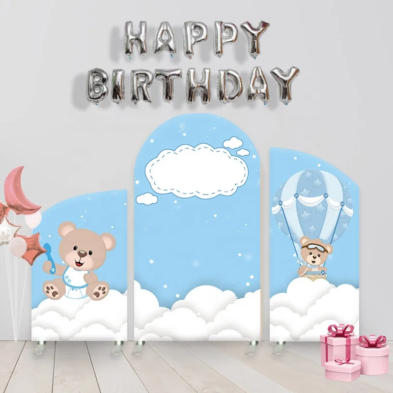 3 pcs Birthday Stage Backdrop Background Party Arch Set Decoration For Wedding Event