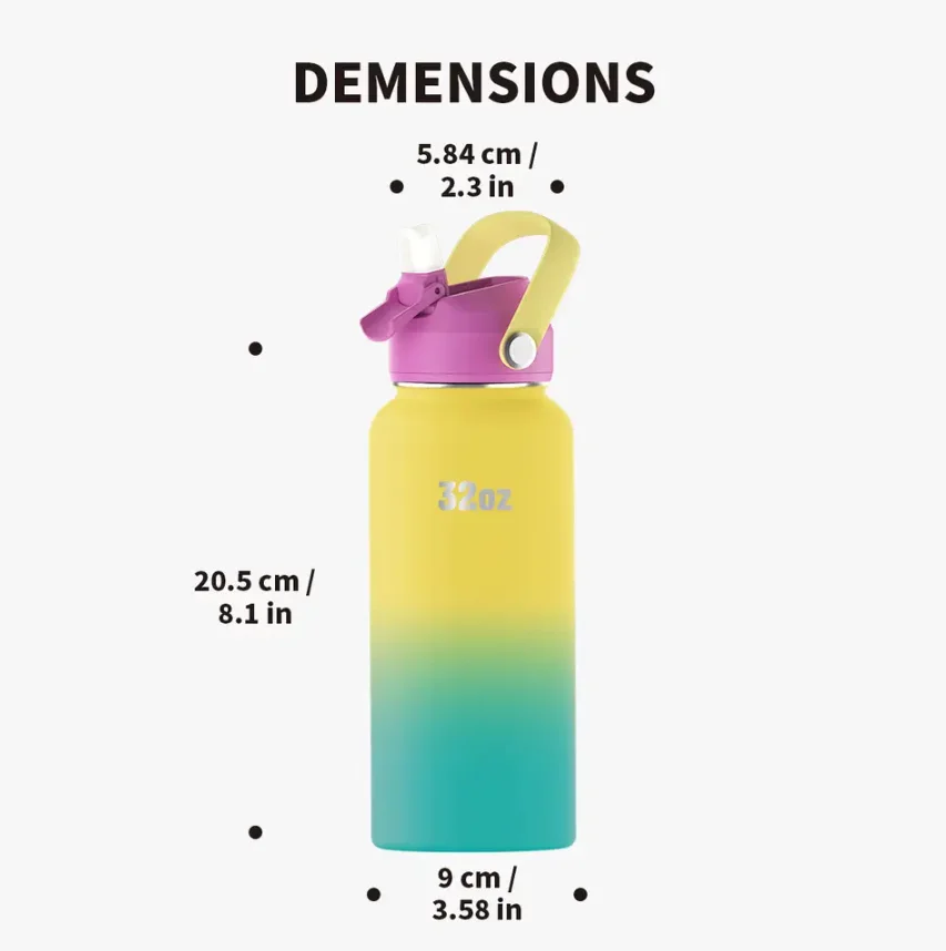 Custom Logo stainless steel insulated vacuum flasks with wide mouth water bottle 32oz 40oz infuser stainless steel sports bottle