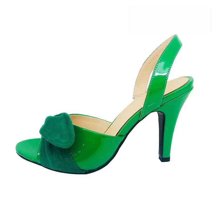 Fashion High Heel Lady Shoes Wholesale Waterproof Green PU Women Pump Heeled Sandals