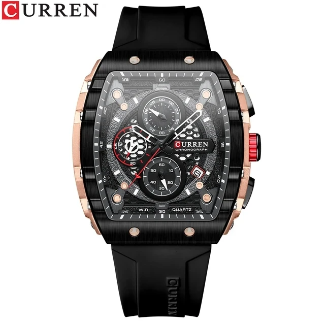 CURREN 8442 Man WristWatch Waterproof Chronograph Men Watch Military Top Brand Luxury White Silicone Original Sport Male Clock