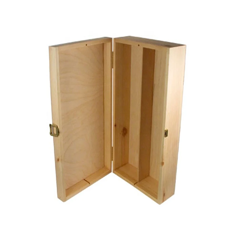 2 Bottle Wooden Wine Box With Hinge Lid wooden boxes for wine bottles