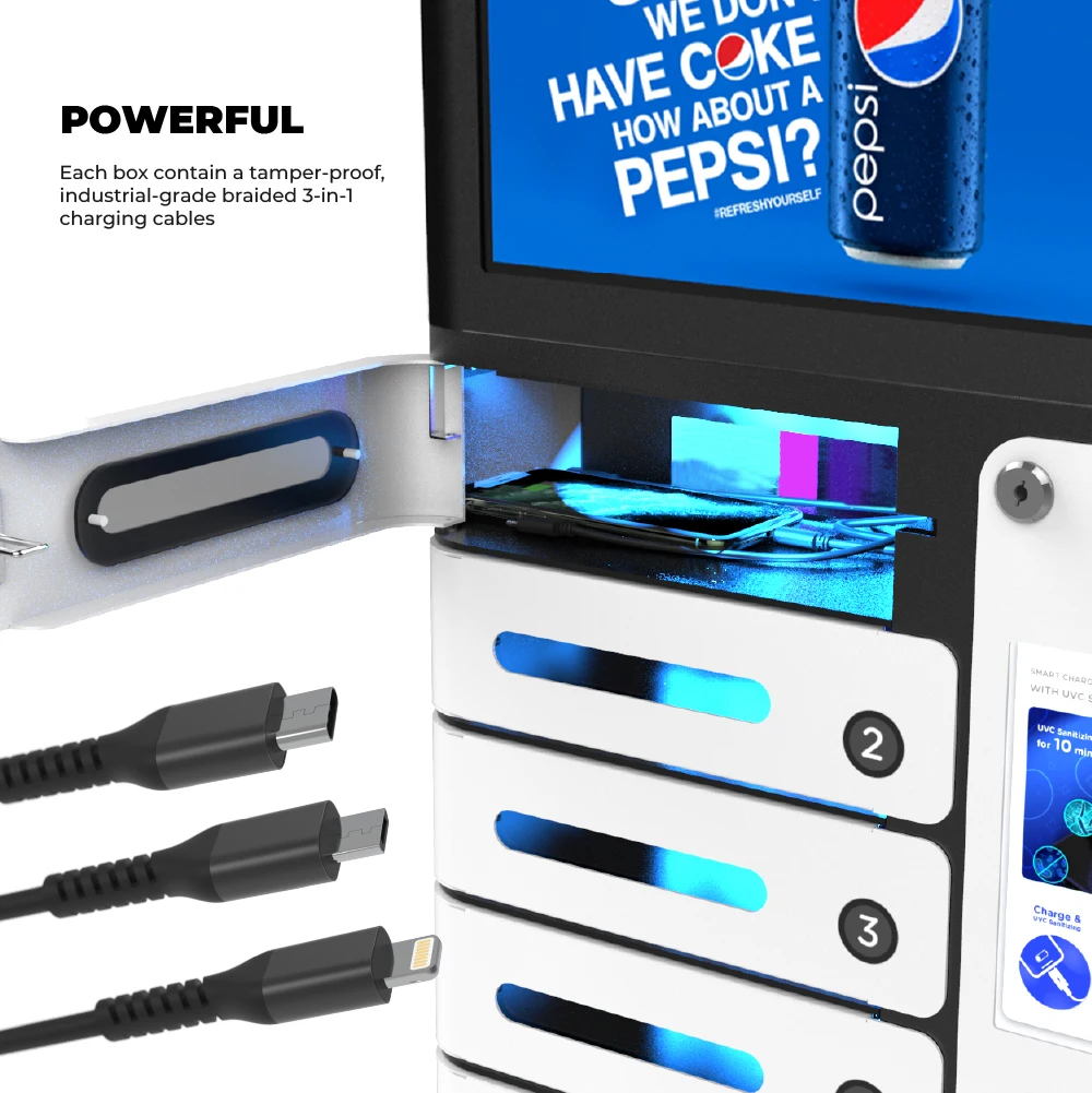 Best sell storage UV-C locker Y2Power MIA Premium Pro 8 Bay Touchscreen Mobile Charging Locker for Cafe for sports events