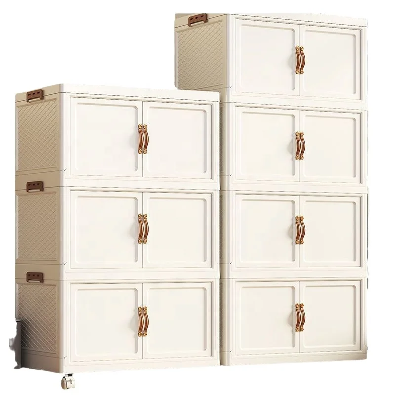 NEW Foldable Double Door Plastic Wardrobe, Air Clothes Organizer Storage Box for Home Bedroom Locker