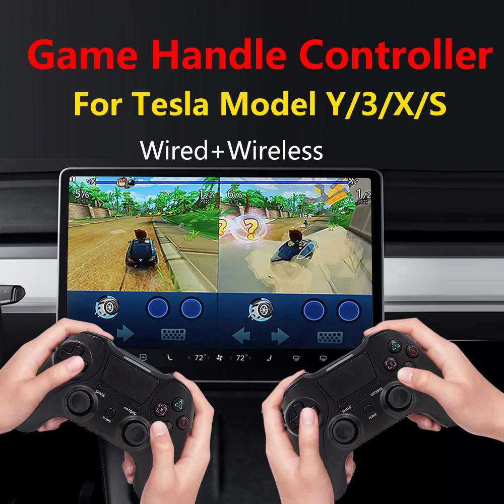 Gamepad For Tesla Model 3 ModelY XS Wireless Transparent Handle Shell Vibration Joystick For PC TV Video Game Illuminate Gamepad