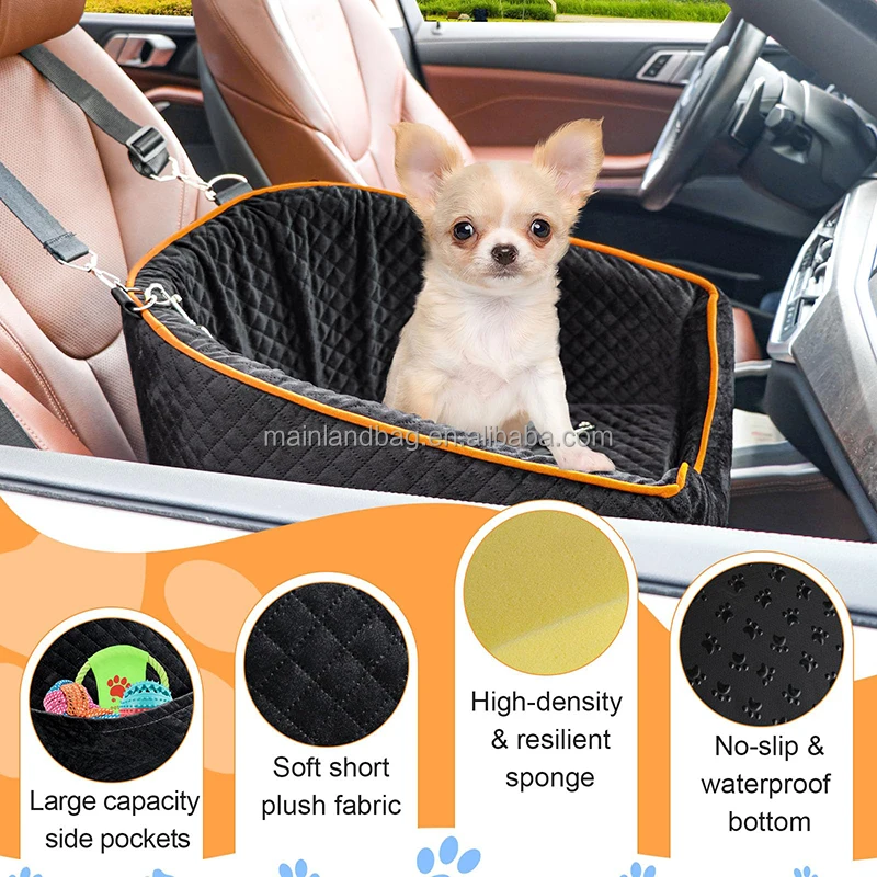 Dog Car Seat Memory Foam Booster Dog Seat for Dogs up to 35 lbs Pet Car Seat Travel Safety Washable Removable Cover Pet Bag
