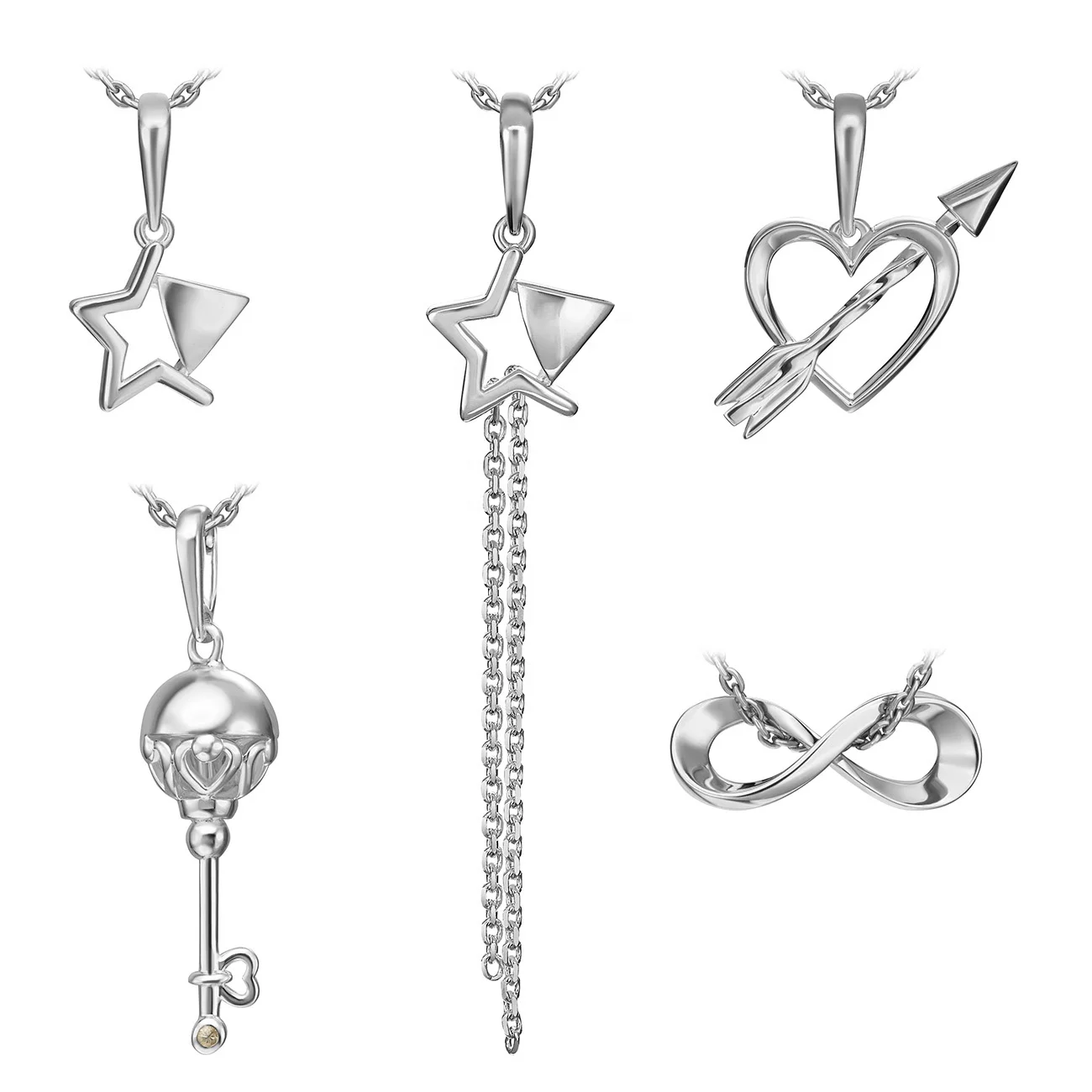 Stylish Fashionable Lightweight Pendant 925 Sterling Silver White Topaz OEM ODM Jewelry Custom Personalized