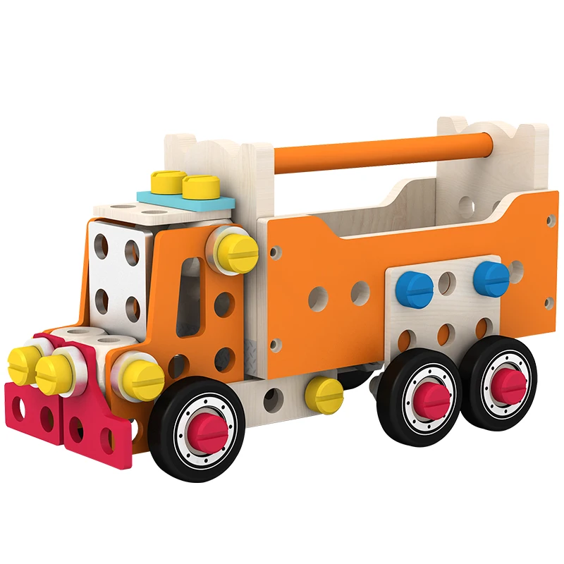 CE CPC New Arrival Screw Nut Disassembly Wooden Toolbox Early Educational Screw Nut Truck Wooden DIY Tool Assembly Toy Kids