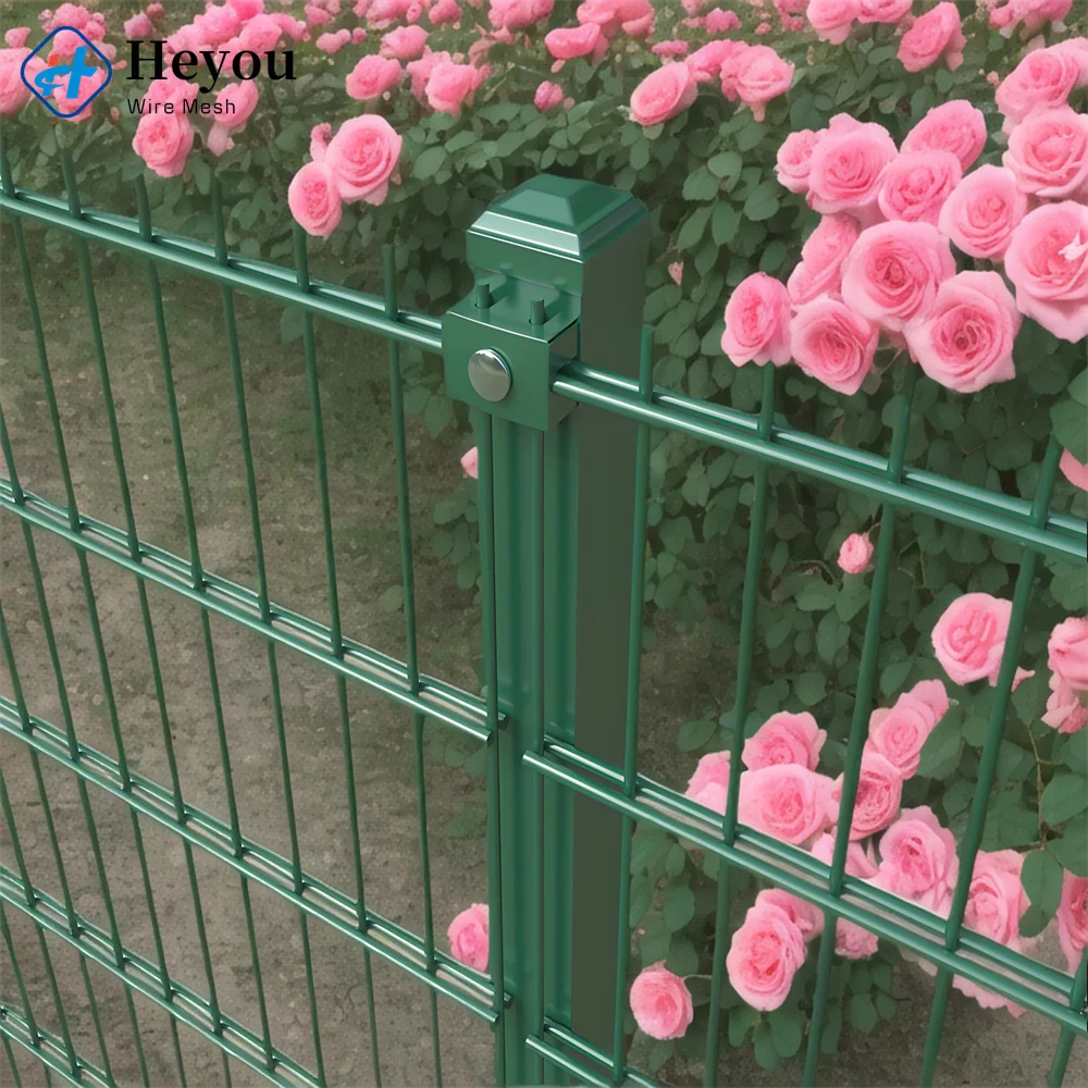 High Security 868 Welded Metal Galvanized Powder Coated Green Garden Twin Wire Double Rod Wire Mesh Euro Outdoor Panel Fence
