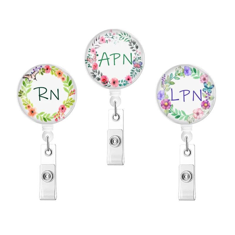 Nurse Badge Holder Alligator Clip Custom Yoyo RN Badge Reel APN ID Card Holder LPN Badge Reel